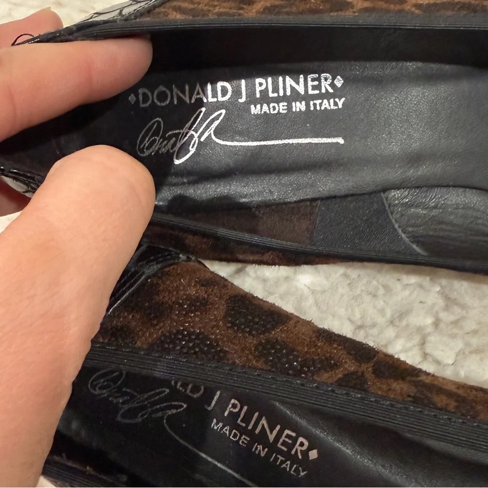 Donald J. Pliner‎ Leopard Animal Print Peep-Toe Kitten Heel Pumps Sz 9 Elegant